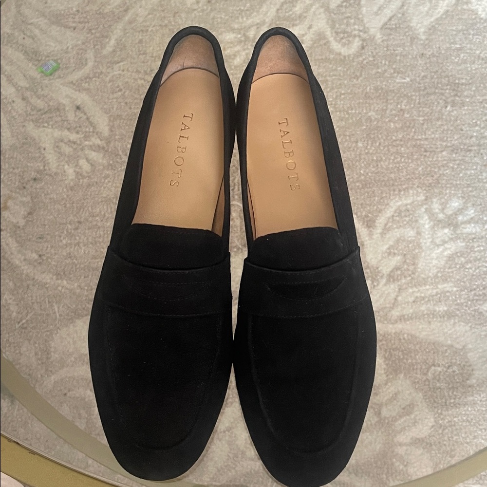 Talbots Black Suede Penny Loafers